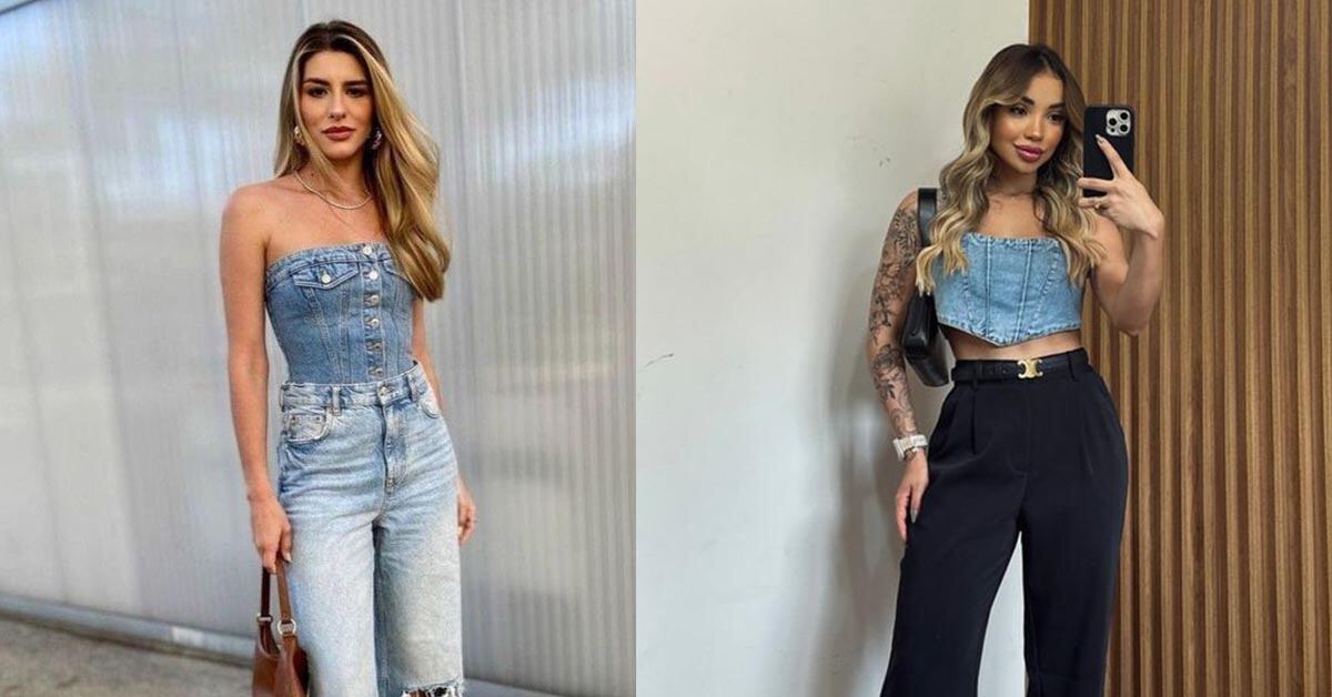 Os corsets jeans são os mais aclamados e é assim que pode usá-los aos 40